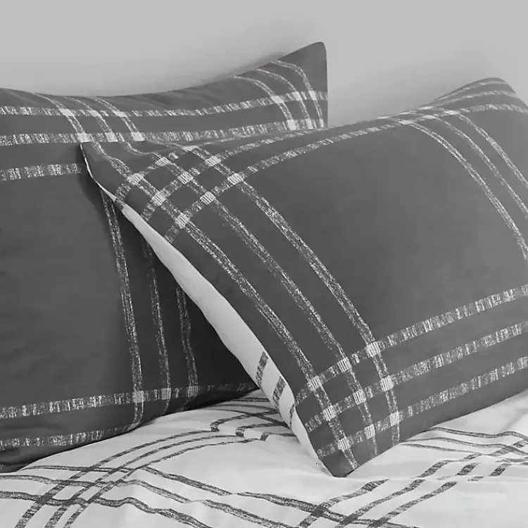 Comforters-Kirklands Home Gray Plaid Dayton 3-pc. King Comforter Set