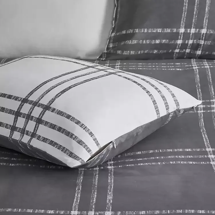 Comforters-Kirklands Home Gray Plaid Dayton 3-pc. King Comforter Set