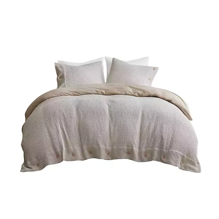 Duvets-Kirklands Home Beige Waffle Weave 3-pc. Queen Duvet Cover Set Tan