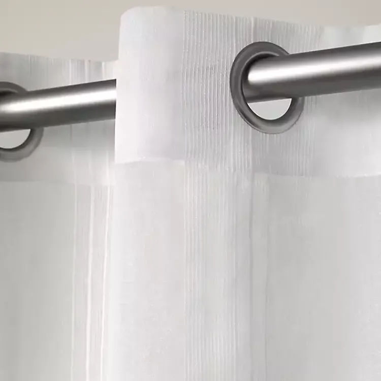 Curtains & Drapes-Kirklands Home Stripe Sheer Curtain Panel Set, 96 in. White