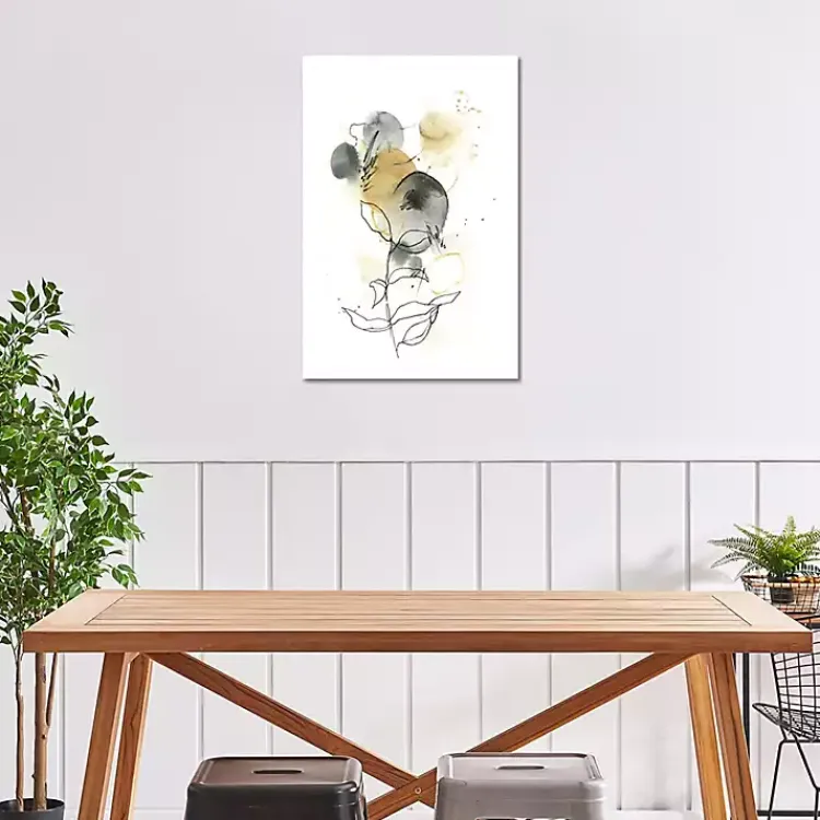 Canvas Art-Kirklands Home Mustard Yellow and Gray Abstract Canvas Art Print