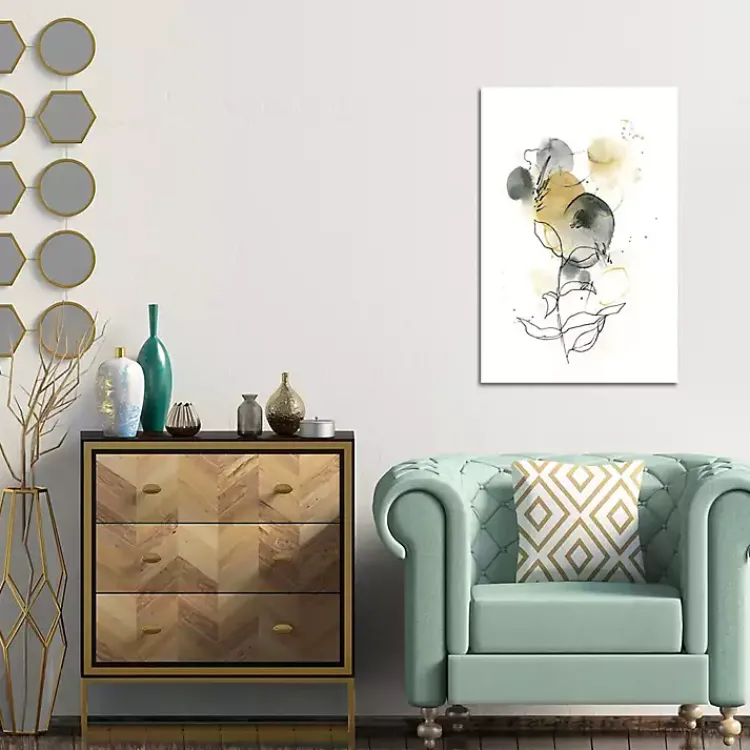 Canvas Art-Kirklands Home Mustard Yellow and Gray Abstract Canvas Art Print