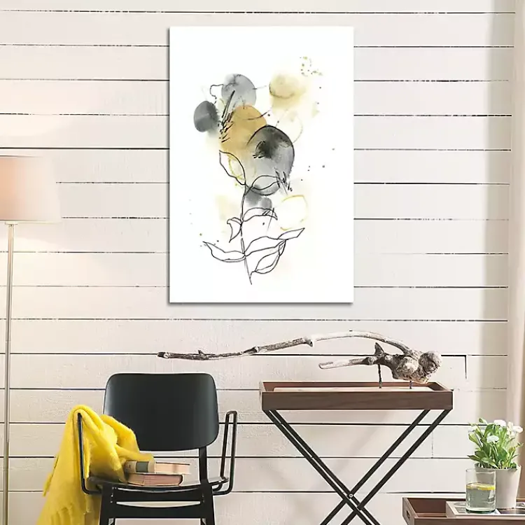Canvas Art-Kirklands Home Mustard Yellow and Gray Abstract Canvas Art Print