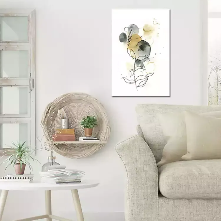 Canvas Art-Kirklands Home Mustard Yellow and Gray Abstract Canvas Art Print