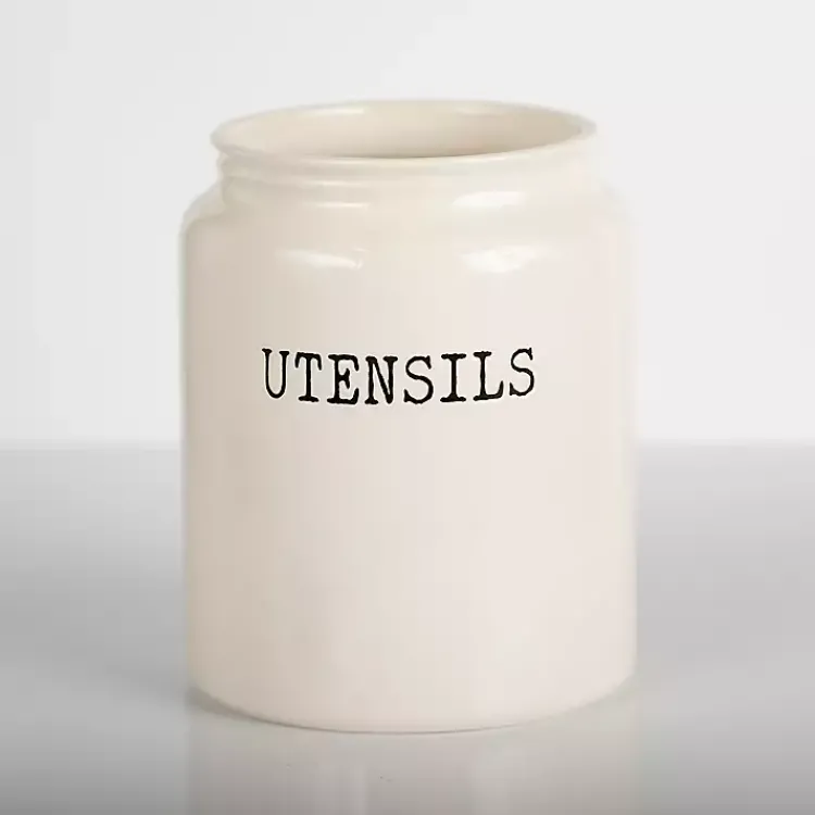 Kitchen Storage-Kirklands Home Debossed Utensil Crock White