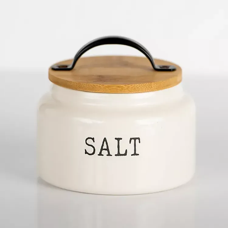 Kitchen Storage-Kirklands Home Debossed Salt Cellar White