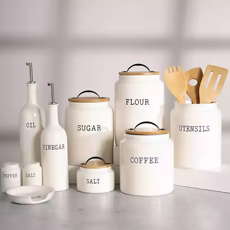 Kitchen Storage-Kirklands Home Debossed Salt Cellar White