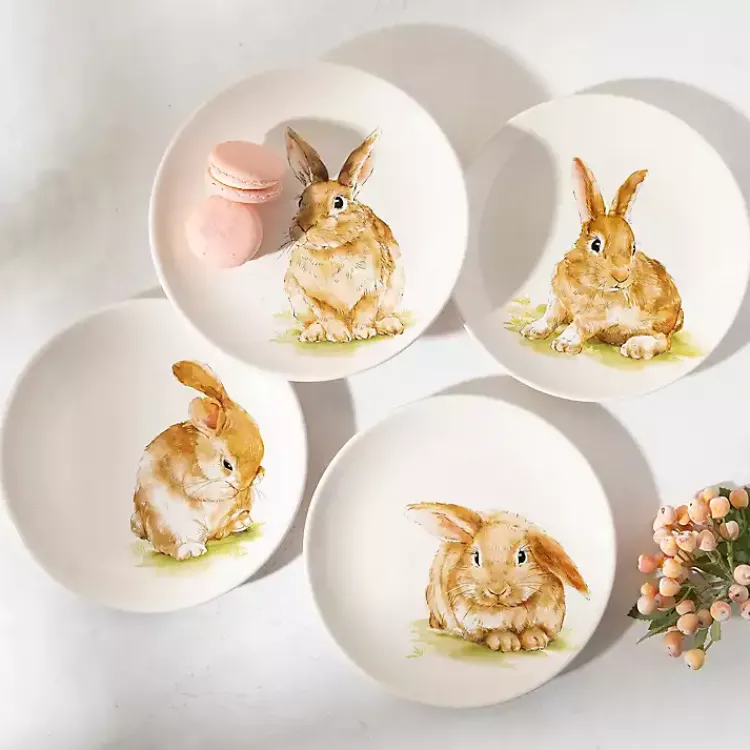 Dinnerware-Kirklands Home Sweet Bunny Salad Plates, Set of 4
