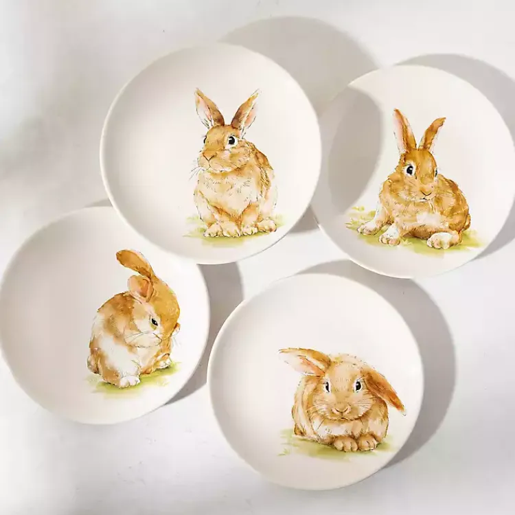 Dinnerware-Kirklands Home Sweet Bunny Salad Plates, Set of 4