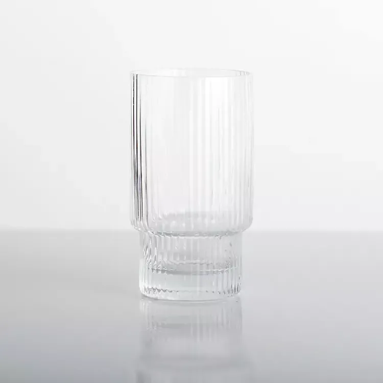 Glassware & Drinkware-Kirklands Home Linear Ribbed Highball Glass Clear