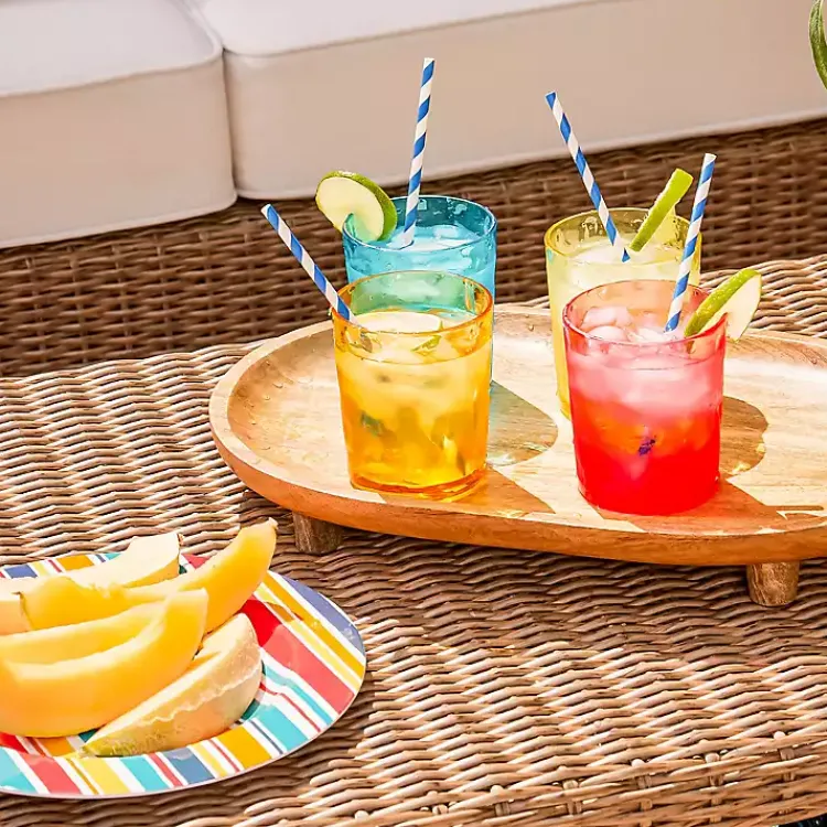 Serving & Entertaining-Kirklands Home Oval Mango Wood Footed Serving Platter Brown