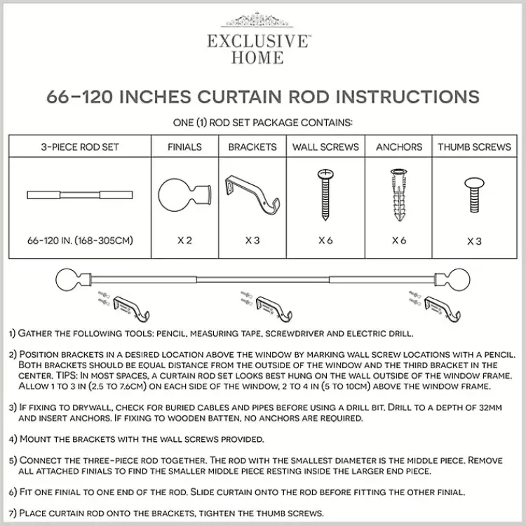 Curtain Rods & Hardware-Kirklands Home Matte Bronze Eleanor Curtain Rod Set, 120 in.
