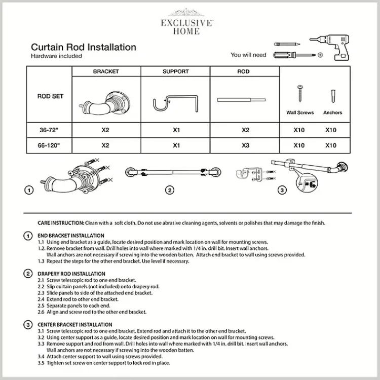 Curtain Rods & Hardware-Kirklands Home Gunmetal Hyde Wrap Around Curtain Rod, 120 in.