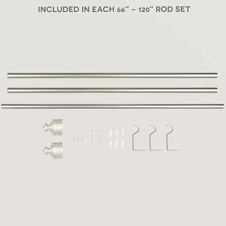 Curtain Rods & Hardware-Kirklands Home Matte Nickel Stacked Cylinder Curtain Rod, 120 in.