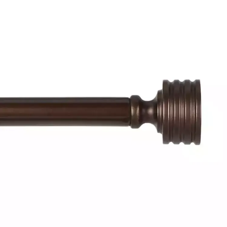 Curtain Rods & Hardware-Kirklands Home Bronze Stacked Cylinder Curtain Rod, 120 in.