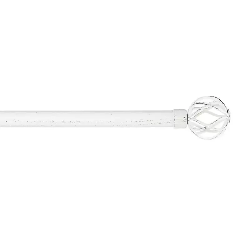 Curtain Rods & Hardware-Kirklands Home Distressed White Open Sphere Curtain Rod, 120 in.