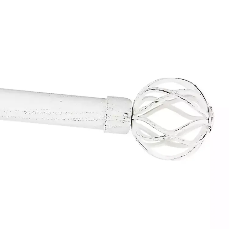 Curtain Rods & Hardware-Kirklands Home Distressed White Open Sphere Curtain Rod, 120 in.