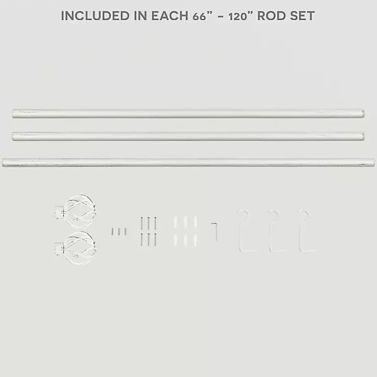 Curtain Rods & Hardware-Kirklands Home Distressed White Open Sphere Curtain Rod, 120 in.