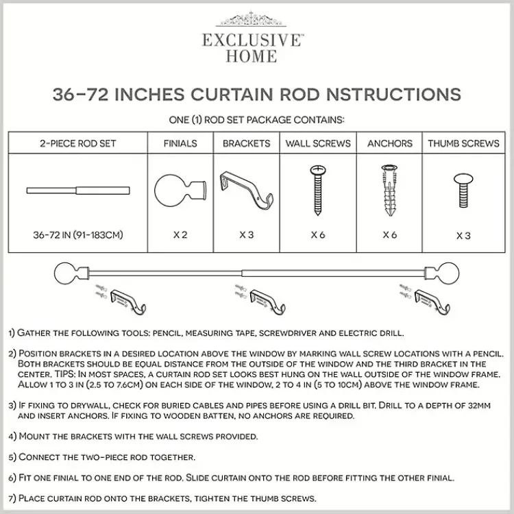 Curtain Rods & Hardware-Kirklands Home Matte White Open Sphere Curtain Rod, 72 in.