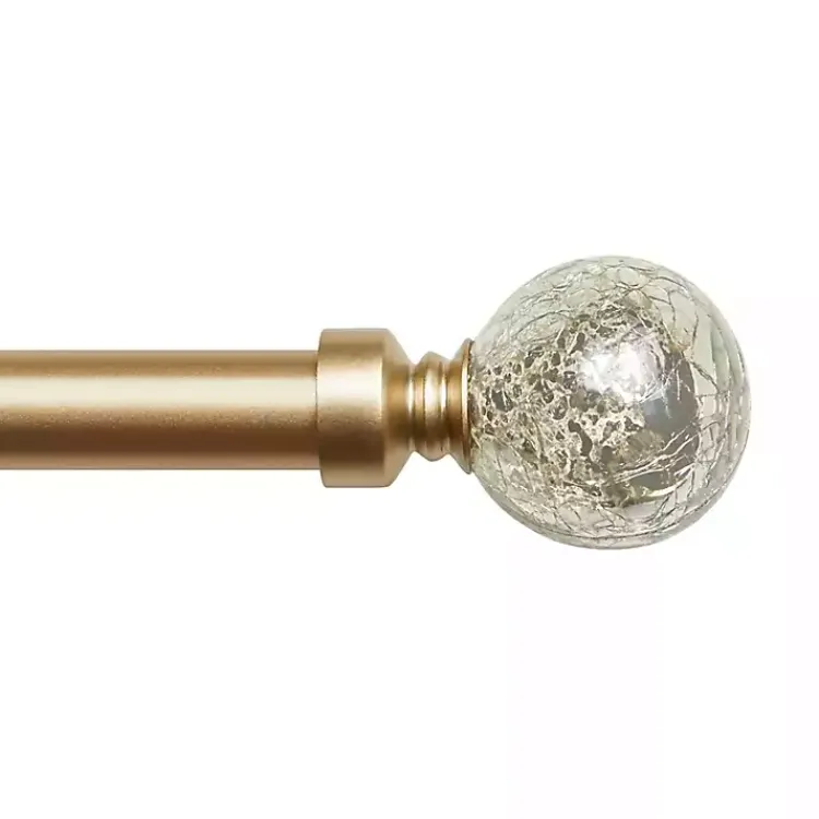 Curtain Rods & Hardware-Kirklands Home Gold Aged Mercury Sphere Curtain Rod, 72 in.