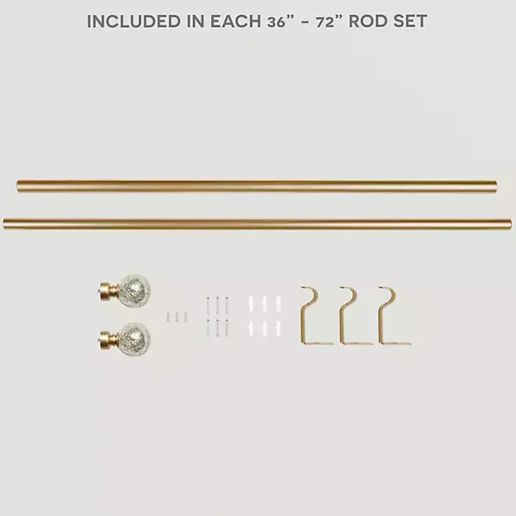 Curtain Rods & Hardware-Kirklands Home Gold Aged Mercury Sphere Curtain Rod, 72 in.