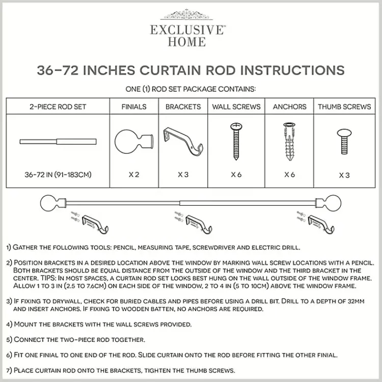 Curtain Rods & Hardware-Kirklands Home Gold Aged Mercury Sphere Curtain Rod, 72 in.
