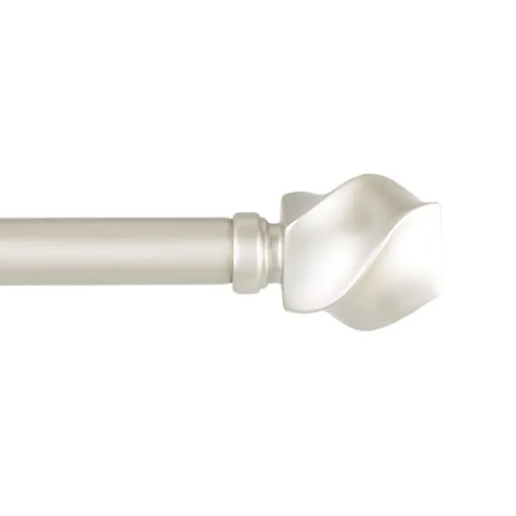 Curtain Rods & Hardware-Kirklands Home Matte Silver Modern Twist Curtain Rod, 120 in.