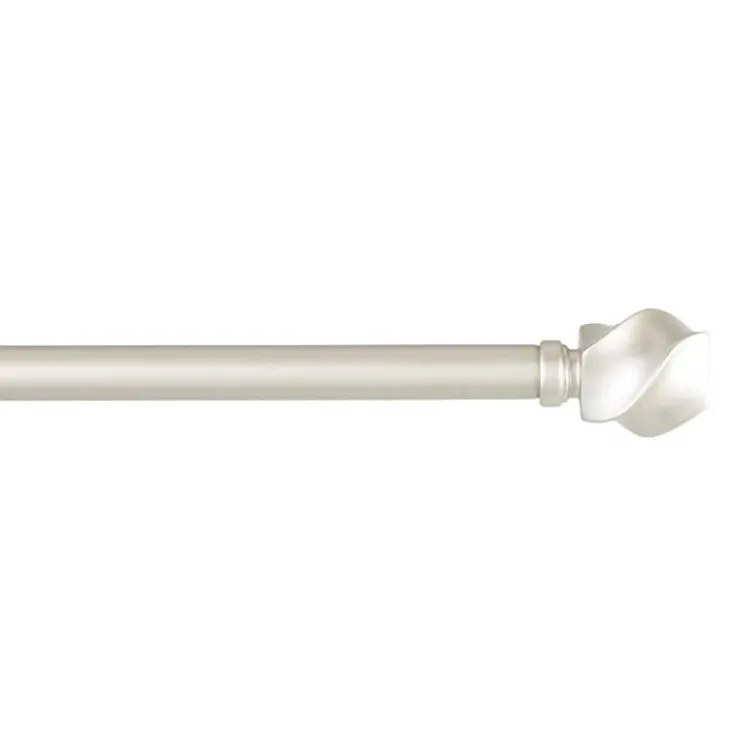 Curtain Rods & Hardware-Kirklands Home Matte Silver Modern Twist Curtain Rod, 120 in.
