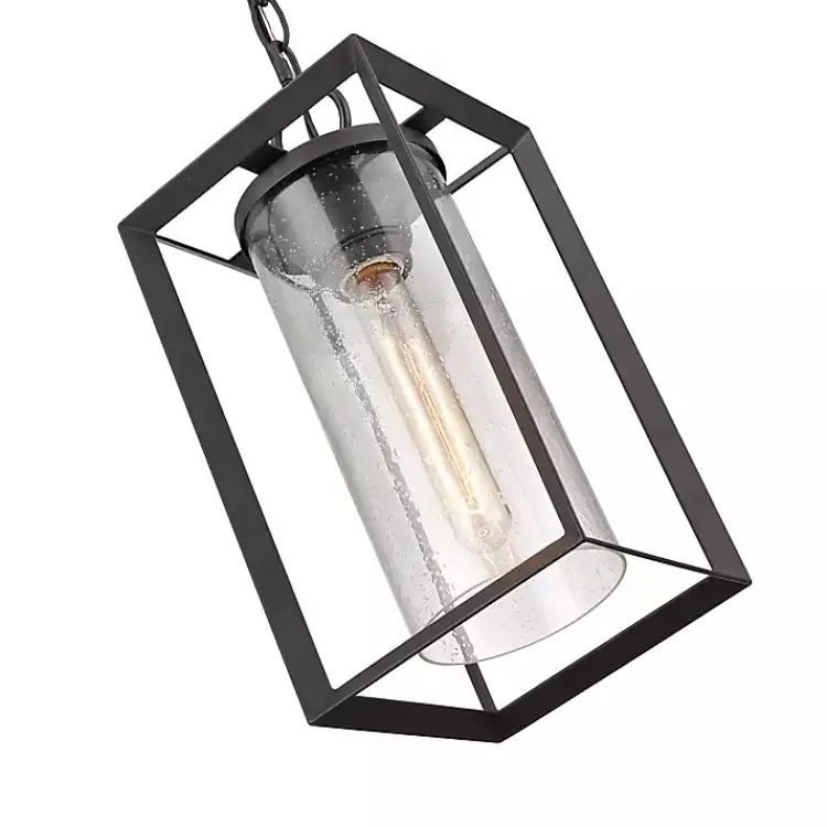 Chandeliers & Pendant Lighting-Kirklands Home Metal Lantern Pendant Light Black