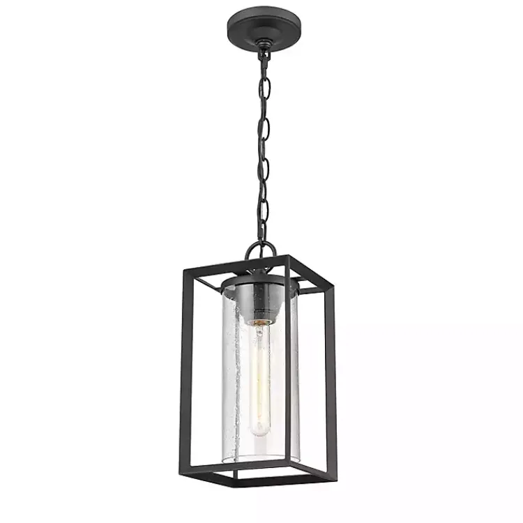 Chandeliers & Pendant Lighting-Kirklands Home Metal Lantern Pendant Light Black