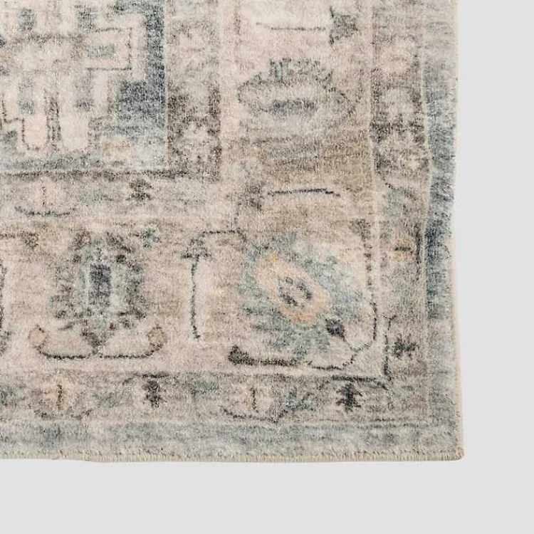 Area Rugs-Kirklands Home Rosette Dusty Aqua Area Rug, 5x7