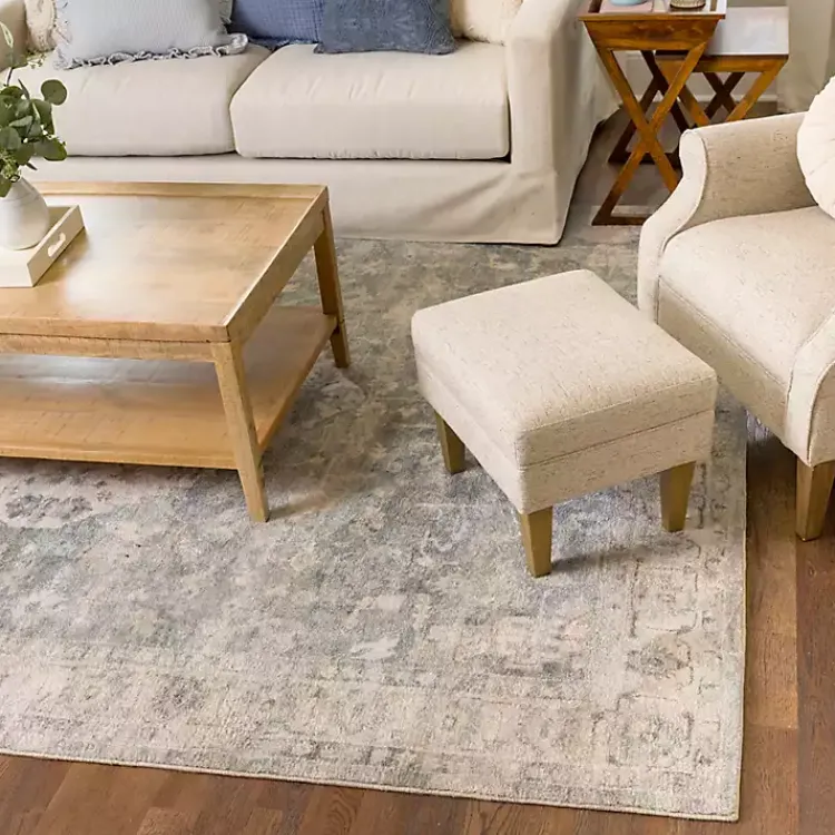 Area Rugs-Kirklands Home Rosette Dusty Aqua Area Rug, 5x7