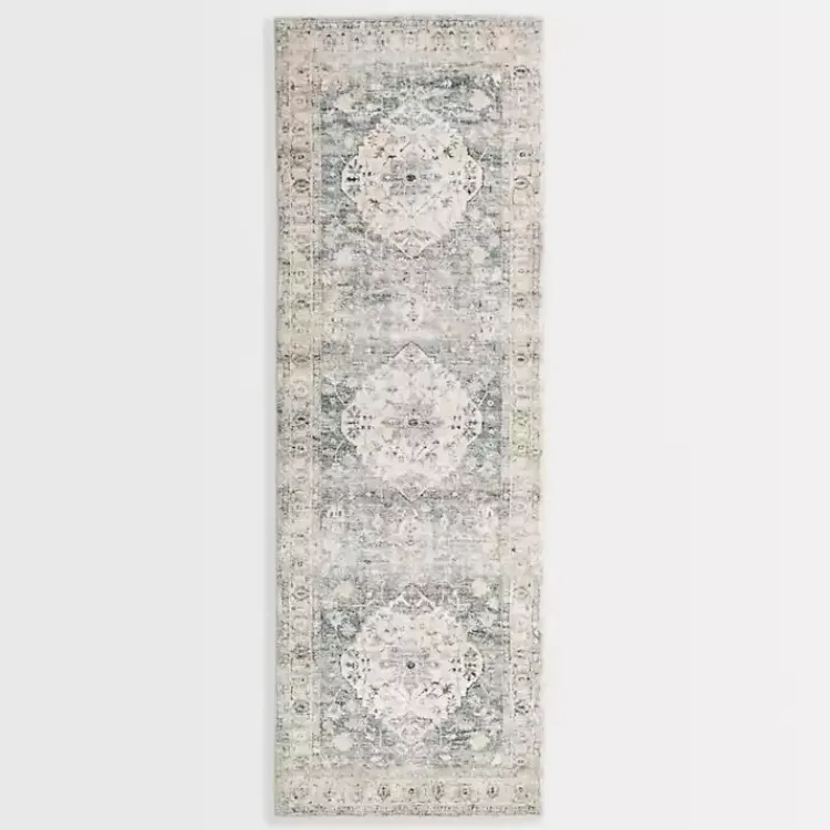 Area Rugs-Kirklands Home Rosette Dusty Aqua Runner