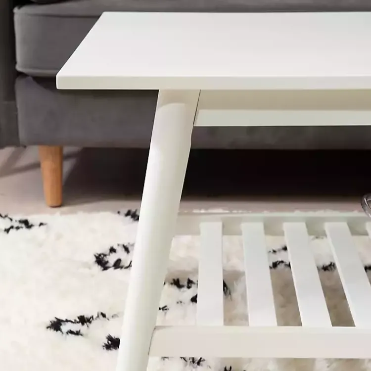 Coffee Tables-Kirklands Home White Wood Midcentury Coffee Table