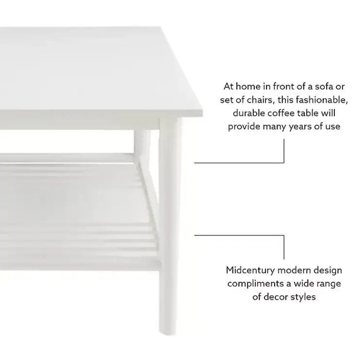 Coffee Tables-Kirklands Home White Wood Midcentury Coffee Table