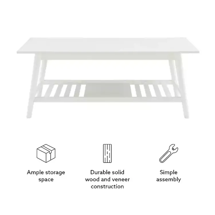 Coffee Tables-Kirklands Home White Wood Midcentury Coffee Table