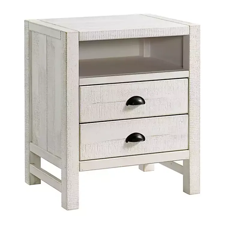 Nightstands-Kirklands Home Wood Open Shelf Nightstand White