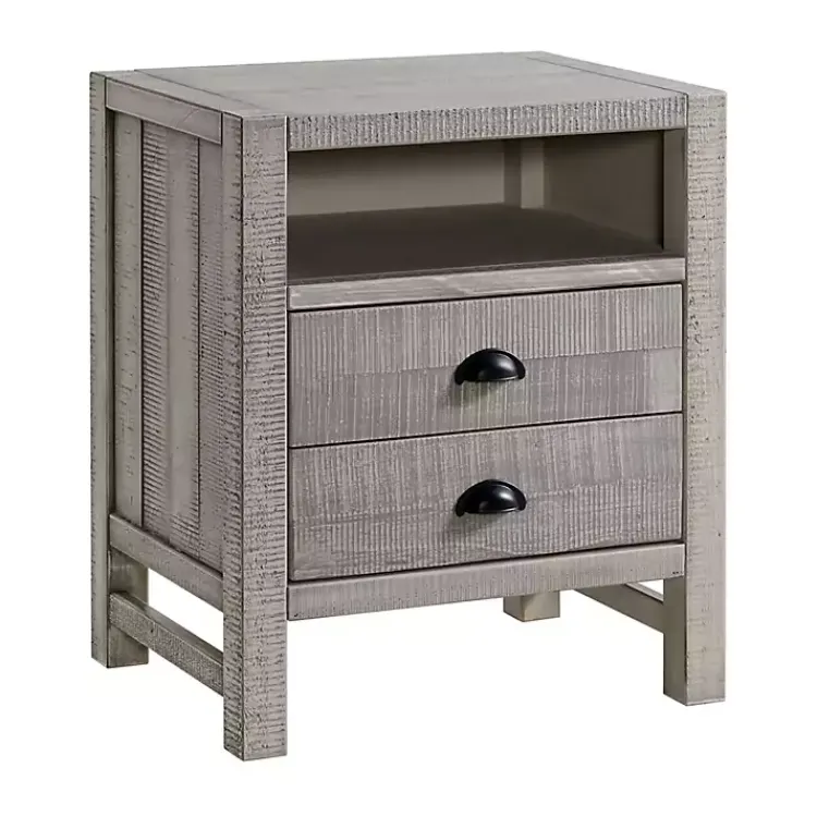 Nightstands-Kirklands Home Wood Open Shelf Nightstand Gray