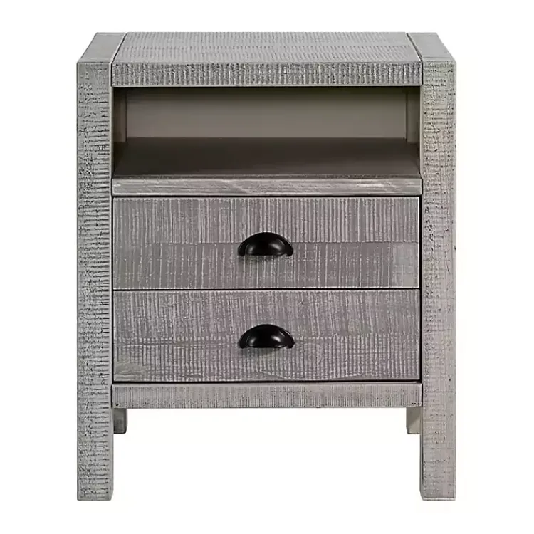 Nightstands-Kirklands Home Wood Open Shelf Nightstand Gray