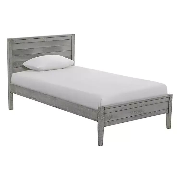 Beds & Headboards-Kirklands Home Rustic Gray Pine Panel Twin Bed Frame