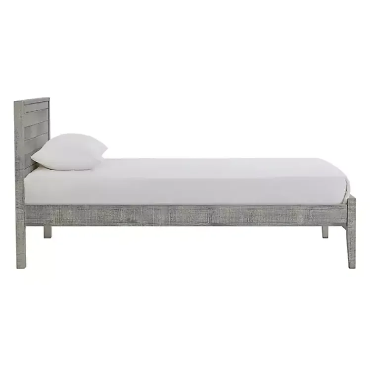 Beds & Headboards-Kirklands Home Rustic Gray Pine Panel Twin Bed Frame