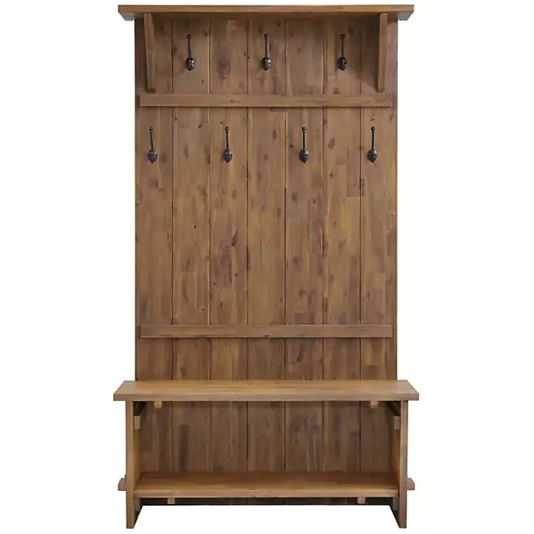 Entryway Furniture-Kirklands Home Rustic Acacia Wood Hall Tree