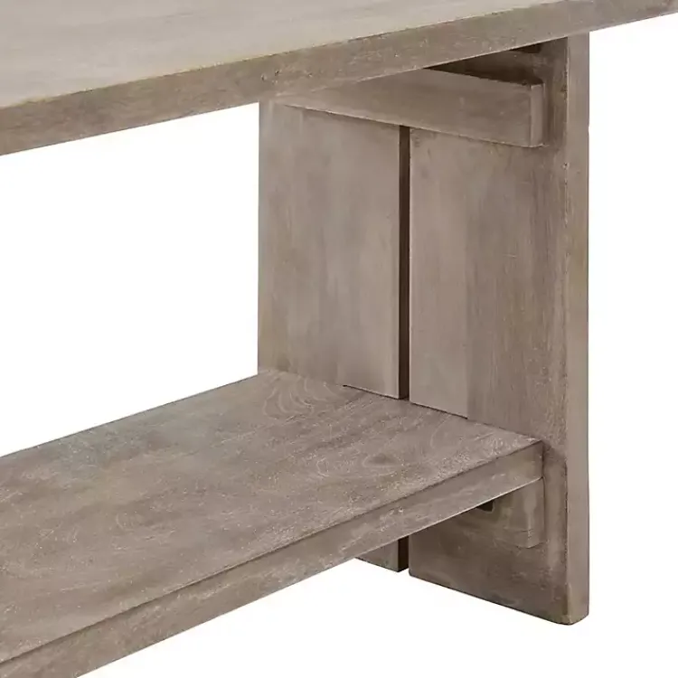 Benches & Ottomans-Kirklands Home Natural Rustic Whitewashed Mango Wood Bench Tan