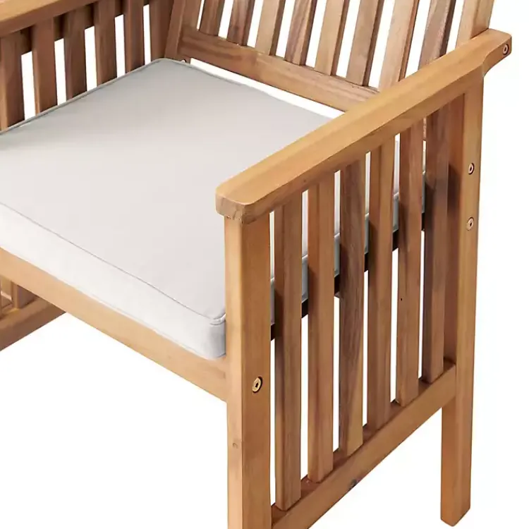 Outdoor Sets-Kirklands Home Natural Acacia Wood Ivory Cushion 3-pc. Patio Set