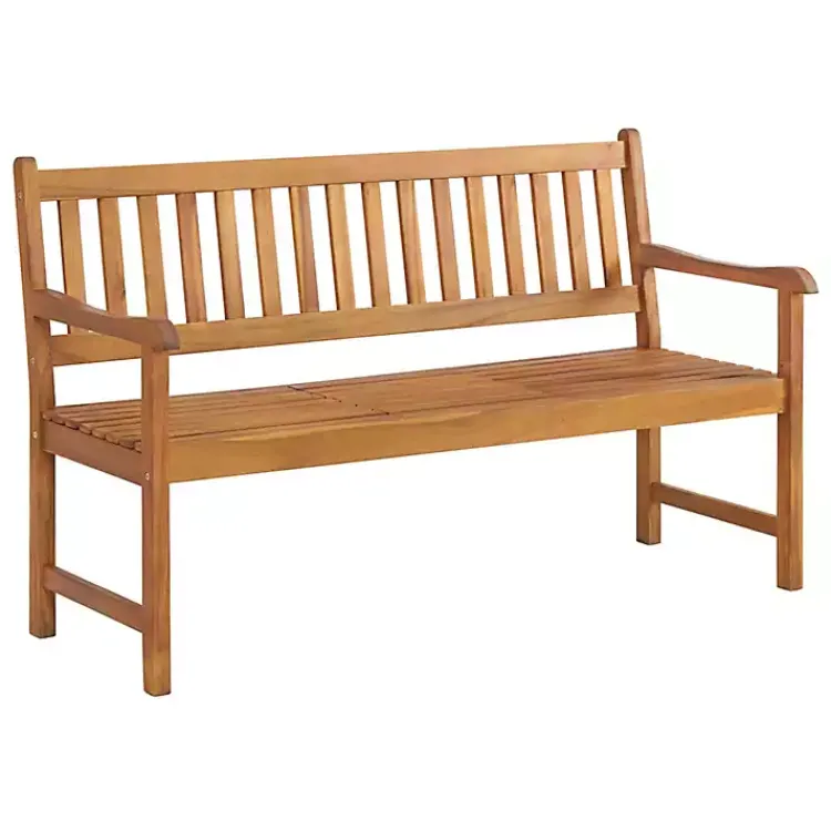Outdoor Seating-Kirklands Home Natural Acacia Wood Bench with Pop-Up Table Tan