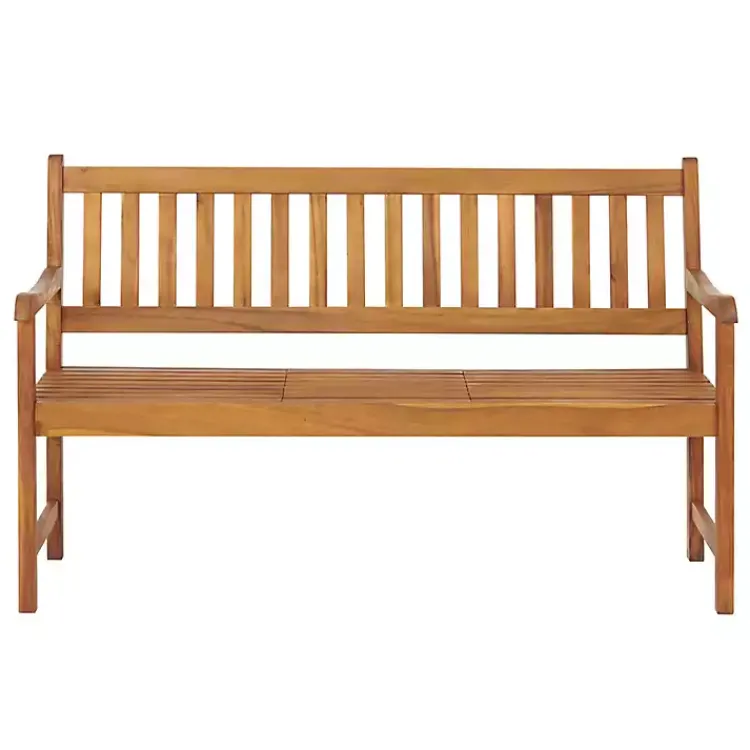 Outdoor Seating-Kirklands Home Natural Acacia Wood Bench with Pop-Up Table Tan