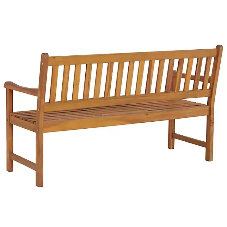 Outdoor Seating-Kirklands Home Natural Acacia Wood Bench with Pop-Up Table Tan