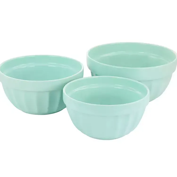 Serving & Entertaining-Kirklands Home Martha Stewart Mint Stoneware Bowls, Set of 3 Blue