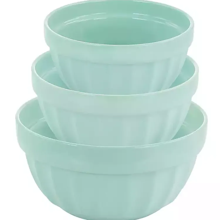 Serving & Entertaining-Kirklands Home Martha Stewart Mint Stoneware Bowls, Set of 3 Blue