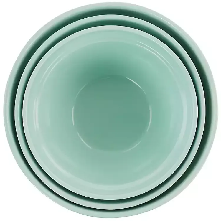 Serving & Entertaining-Kirklands Home Martha Stewart Mint Stoneware Bowls, Set of 3 Blue